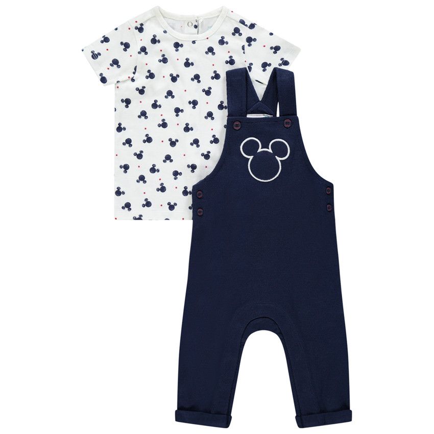 Ensemble t-shirt imprimé Mickey et salopette Disney - Bleu marine