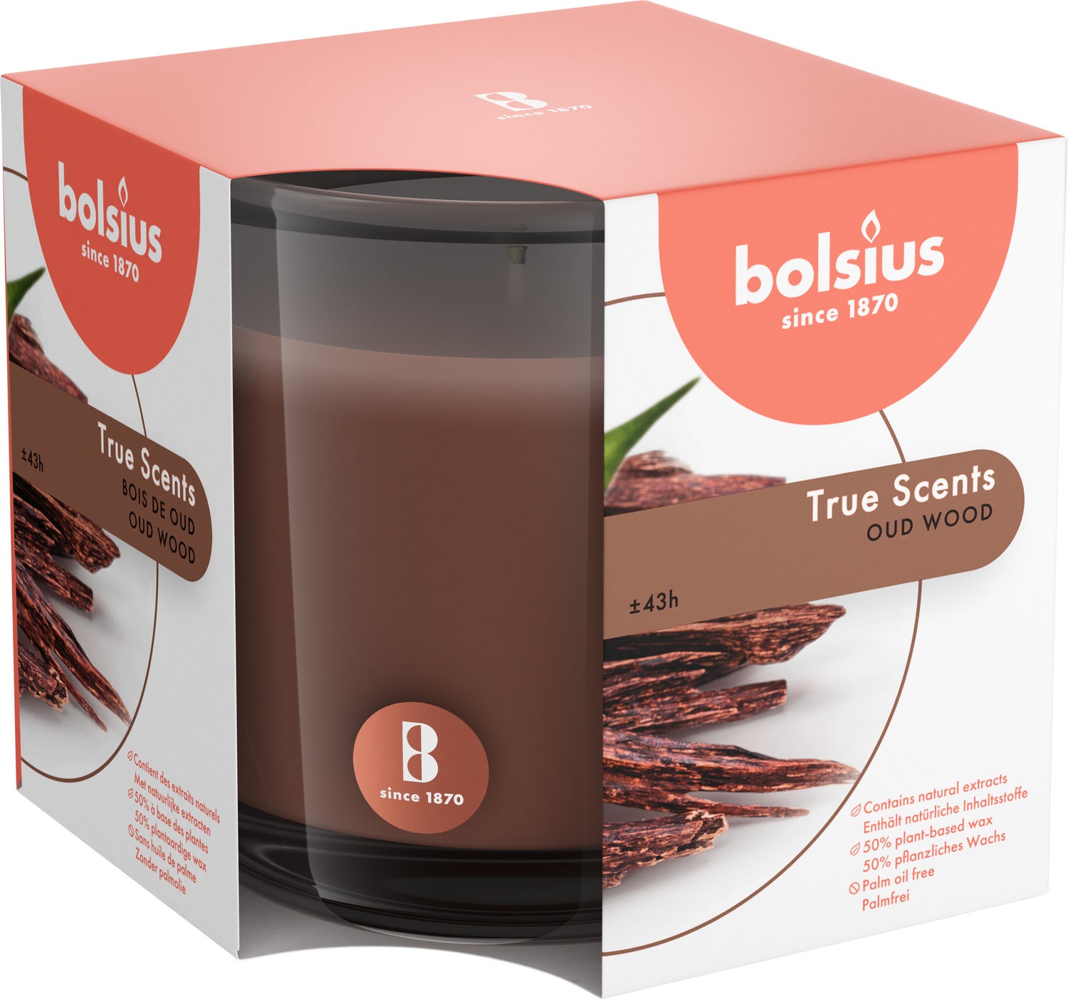 Bolsius geurkaars True Scents Oud Wood bruin43 uur D 9,7 H 9,9 cm