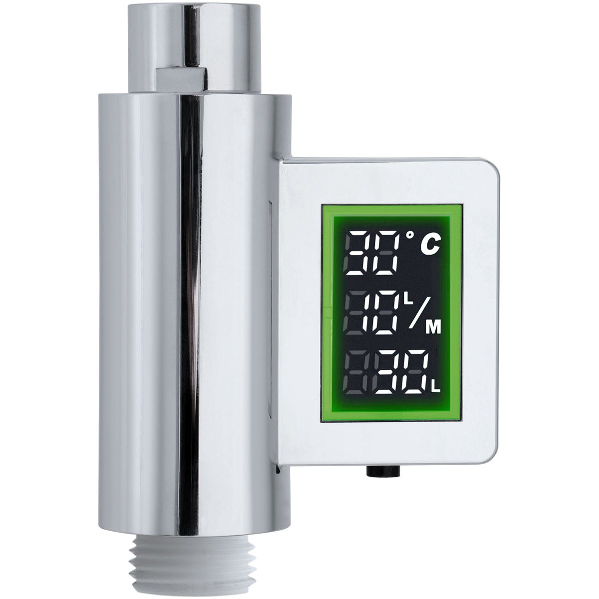 Watermeter, waterverbruik- en temperatuurmeter (chroom)