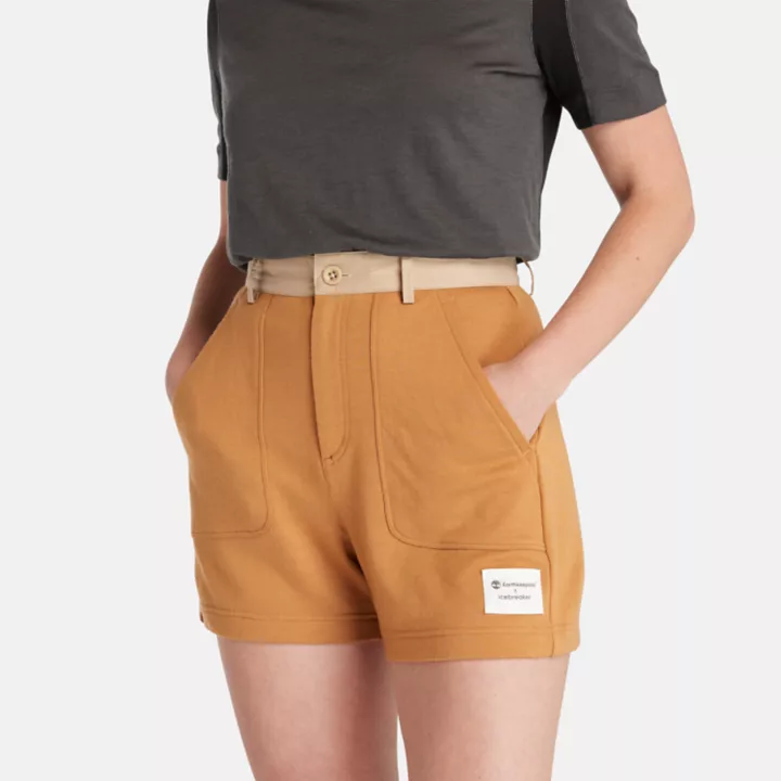 Short chino Timberland x Icebreaker en tissu éponge de laine mérinos pour femme en jaune