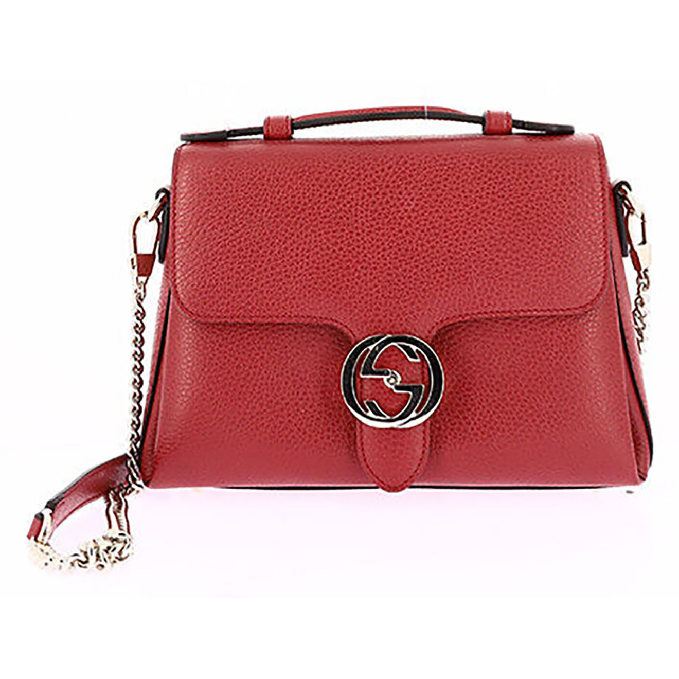 Gucci Sac bandoulière Interlocking en Cuir rouge - Très bon état - L.25 cm