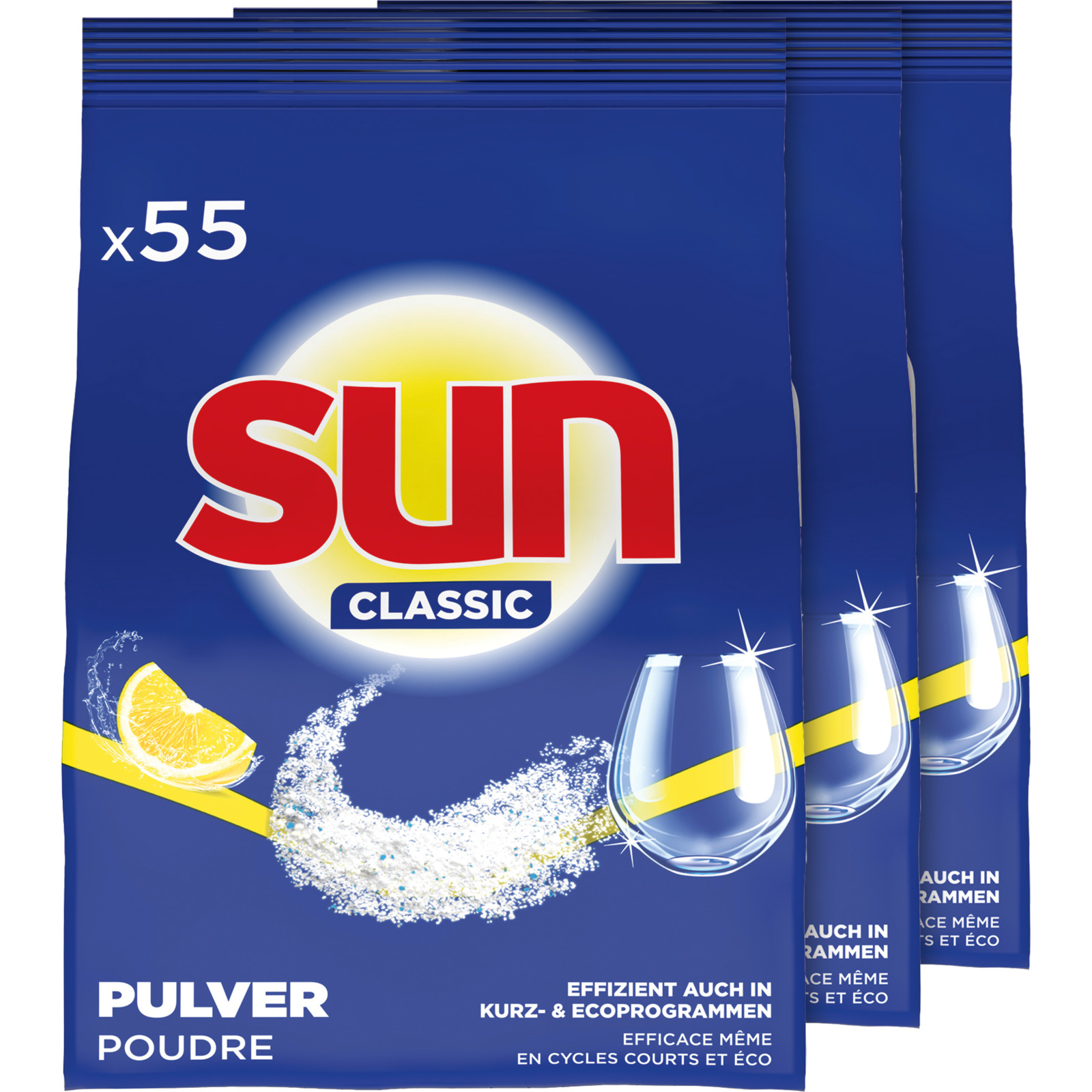 Sun Spülmaschinenpulver Classic Zitrone 3 x 55 Spülgänge