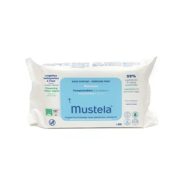 Mustela Bebé Toalhetes de Limpeza Sem Perfume Pack 3x60 Unidades