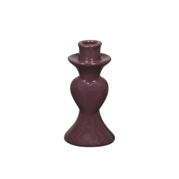 Keramieken kandelaar burgundy hart 7,5x7,5x15cm