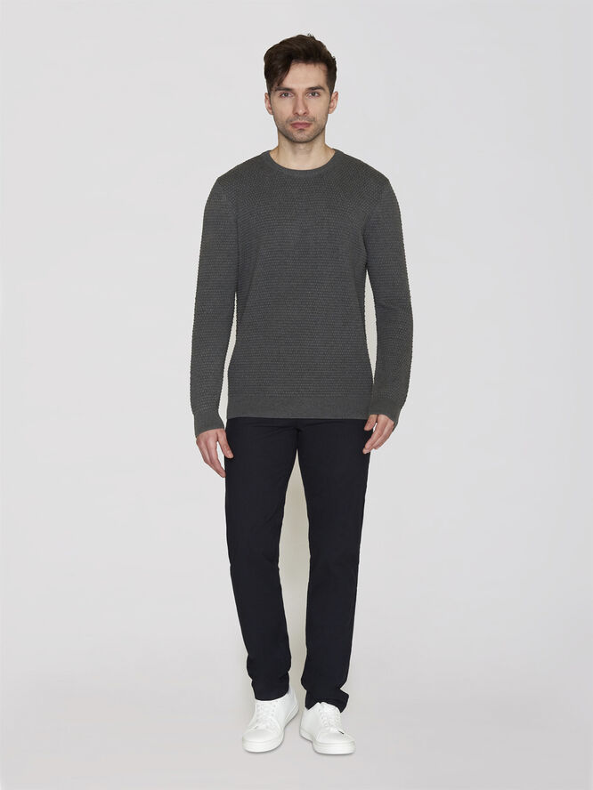 Knowledge Cotton Apparel VAGN regular bubble knit crew neck - Regenerative Organic Certified - Grå