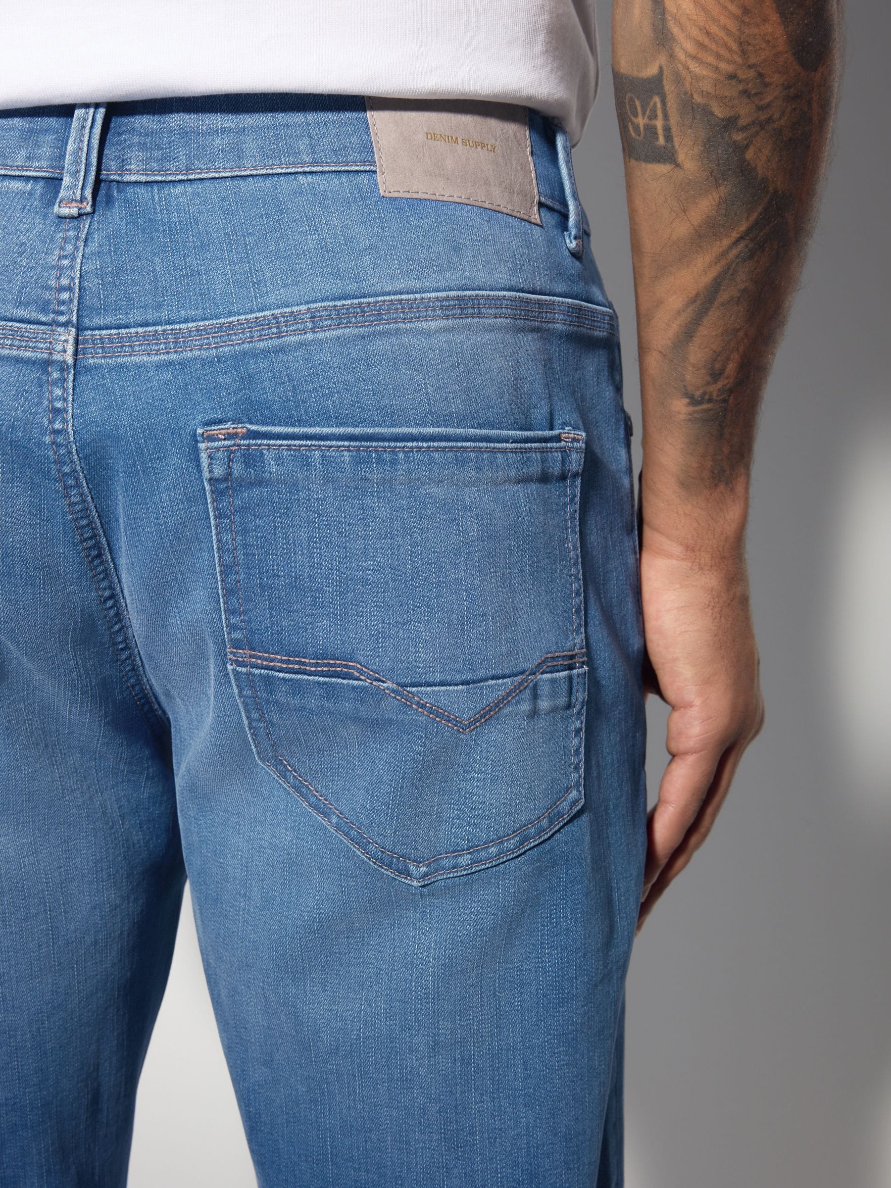 Blauw - Standaard toelopende pasvorm - Authentieke stretch denim jeans