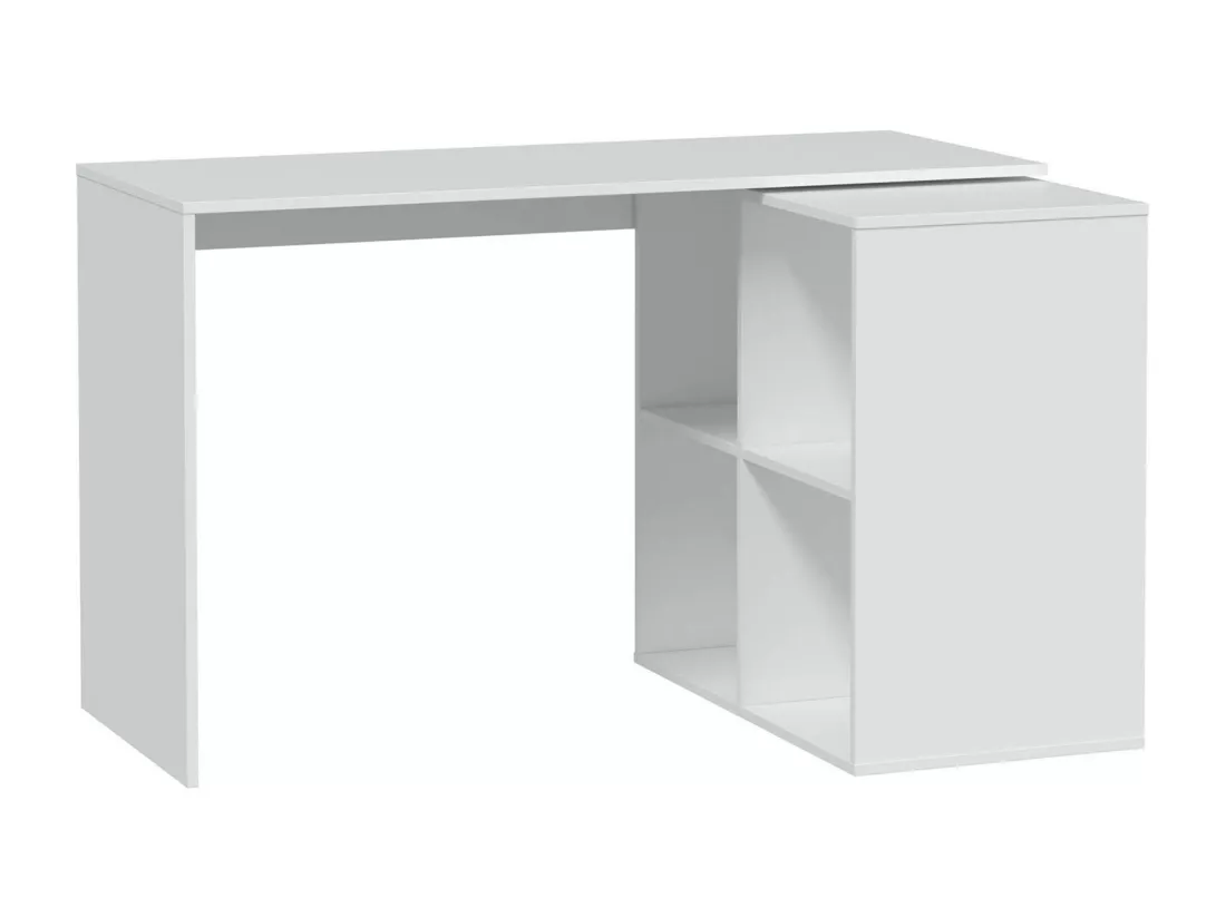 Bureau Dmanci, Bureau d'angle, Table de bureau polyvalente, Bureau multi-positions peu encombrant, 152x49h74 cm, Blanc