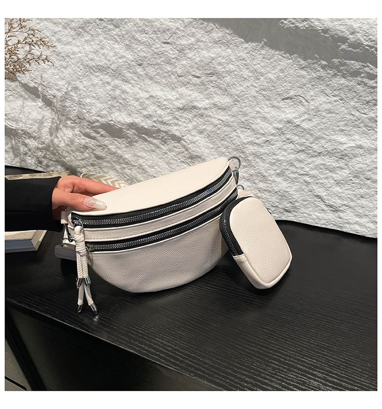 Kleevelind - Set: Dubbele rits crossbody tas + portemonnee