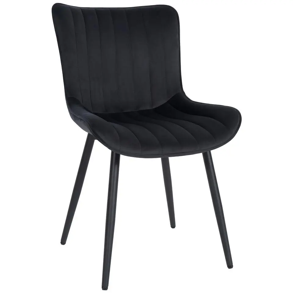 CLP Eetkamerstoel Largo zwart Frame - Fluweel - zwart