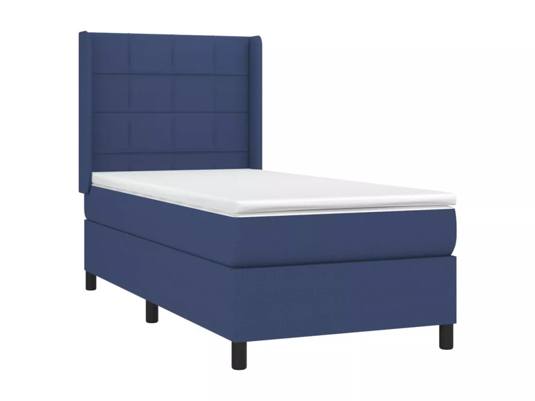 Sommier tapissier avec matelas et LED Bleu 90x190 cm Tissu