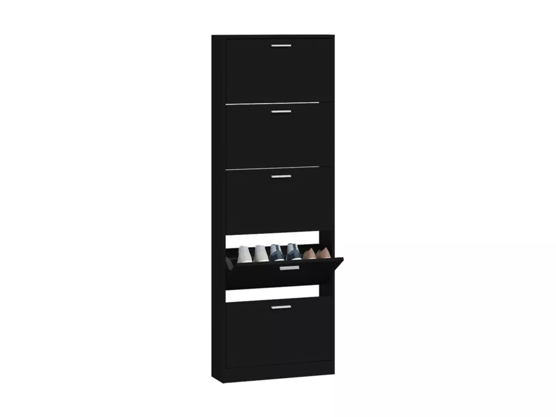 Armoire à chaussures Noir 59x17x169 cm Bois d'ingénierie