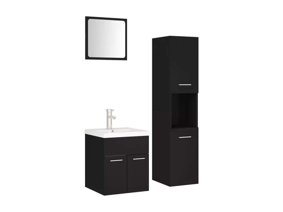 Ensemble de meubles de salle de bain Noir Aggloméré