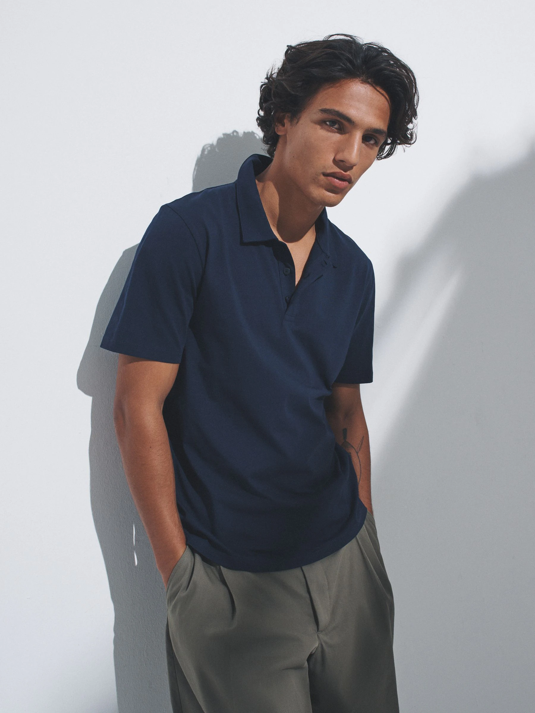 Navy Blue/Brown/White - The Set 3 Pack Short Sleeve Cotton Jersey Polo Shirts