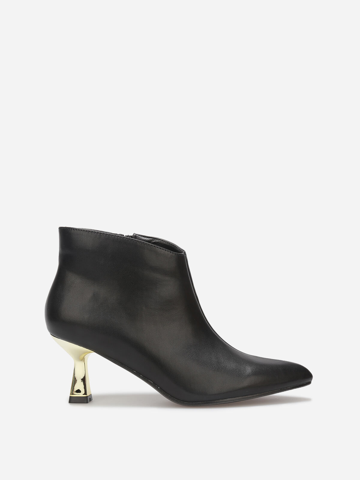 Bottines pointues à petit talon métallique- Noir