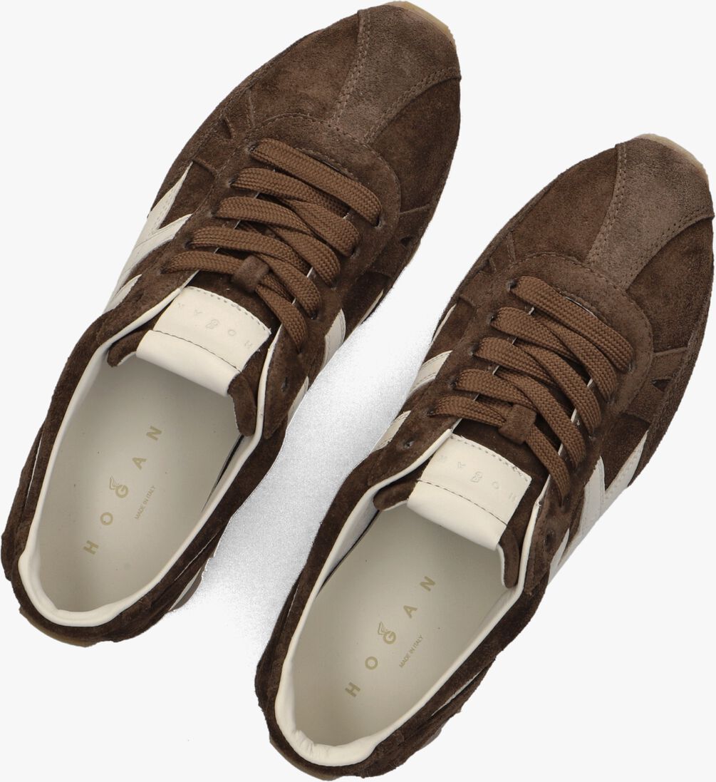 bruine hogan lage sneakers h671 allacciato
