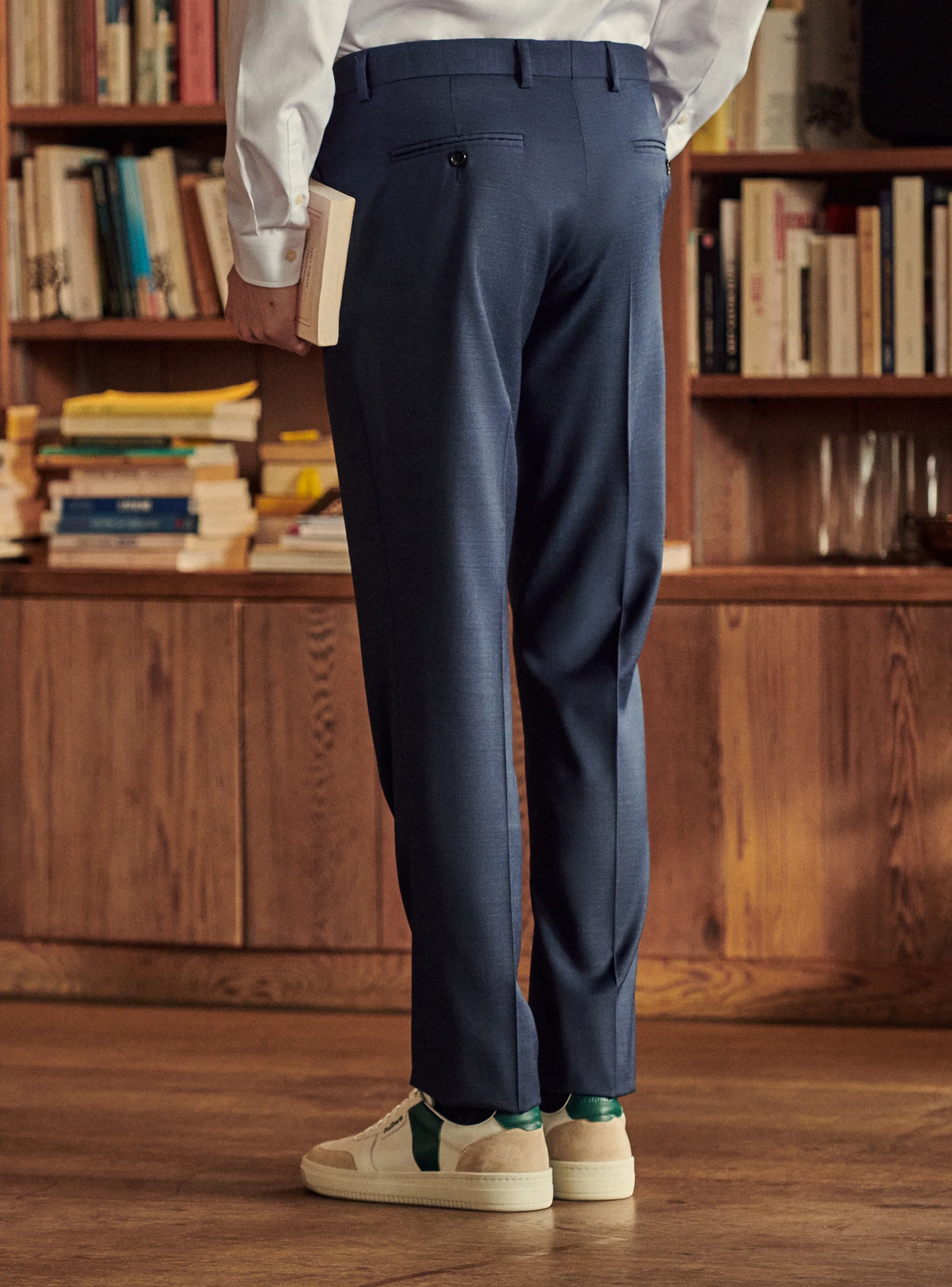 Pantalon de Costume en laine Jones Blue Melanged