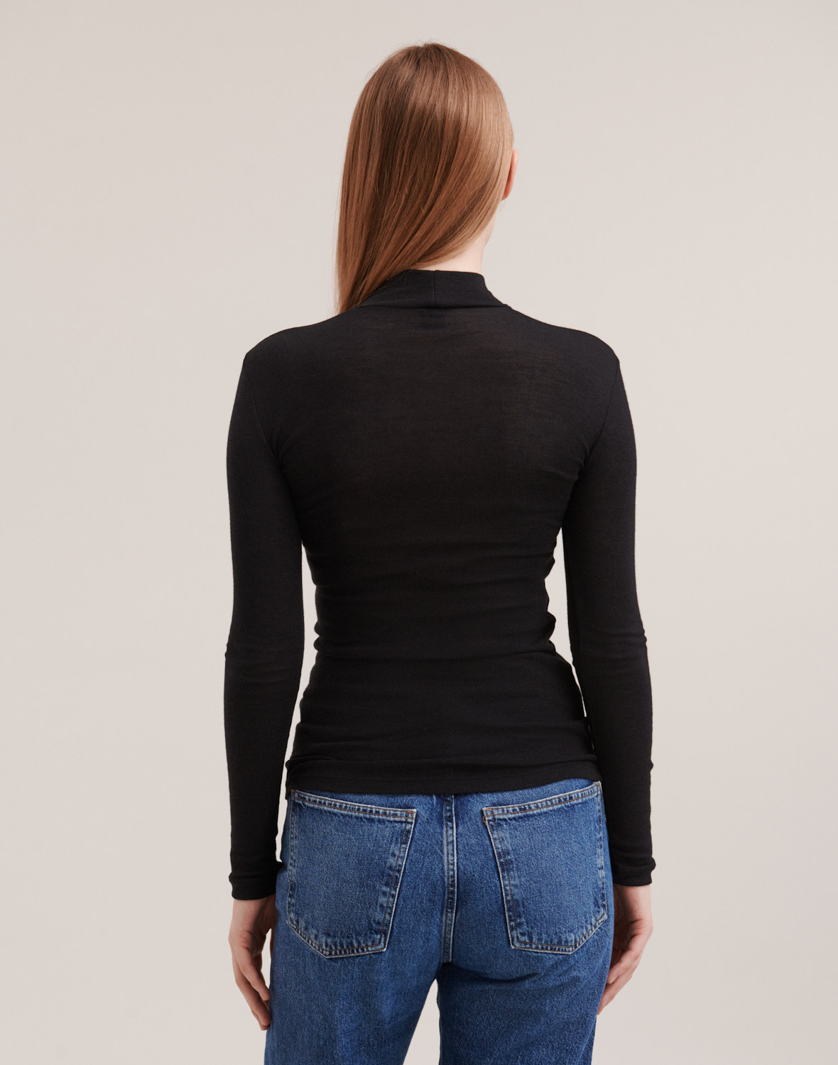 Shirt met hoge hals van merinowol/zijde voor dames