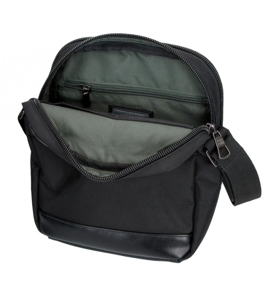 Bolsa de ombro grande Pepe Jeans Sander para tablet, preta.