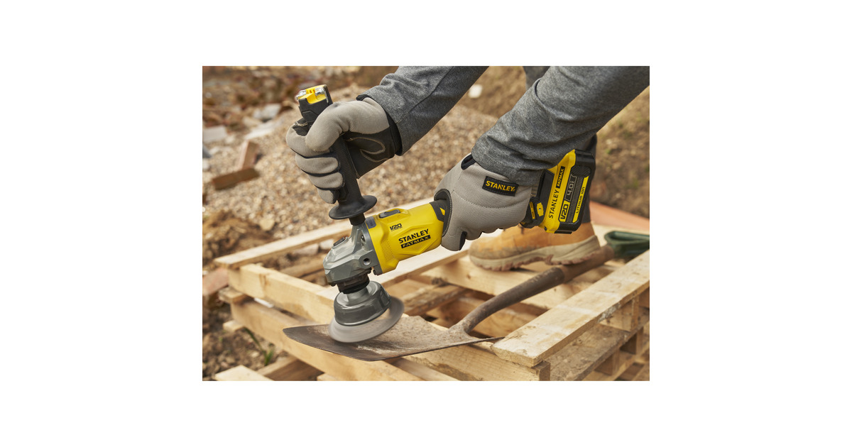 StanleyFATMAX V20 18V Haakse slijper 125mm  (Zwart/geel, Accu en oplader inbegrepen, met koffer)