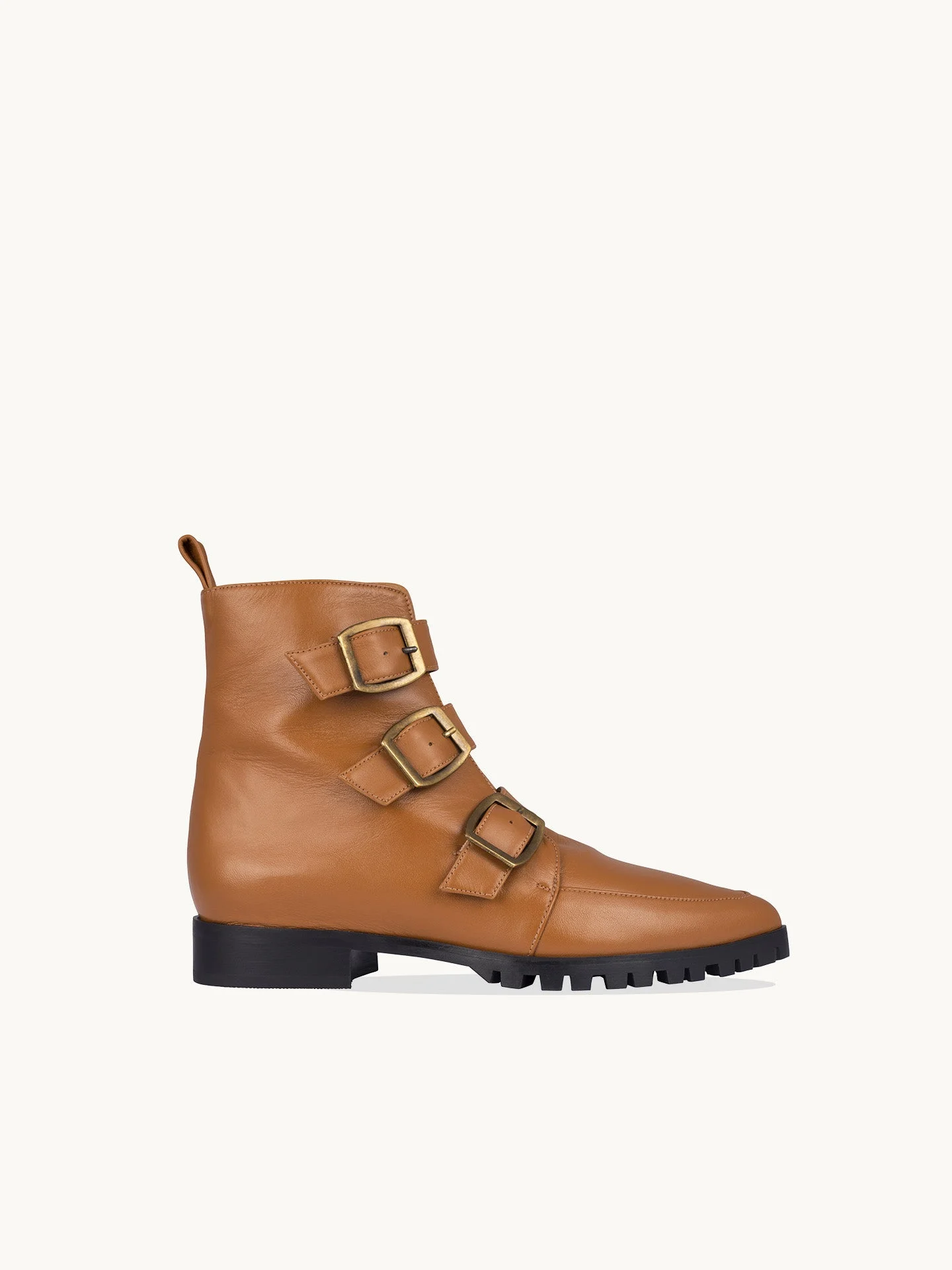 IRIS CAMEL - Bottines plates en cuir nappa | Marron