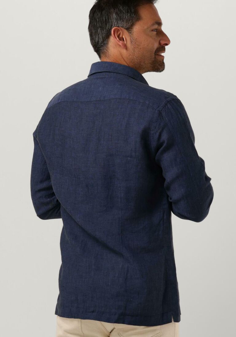 GENTI donkerblauwe genti casual overhemd linnen s7054-1120