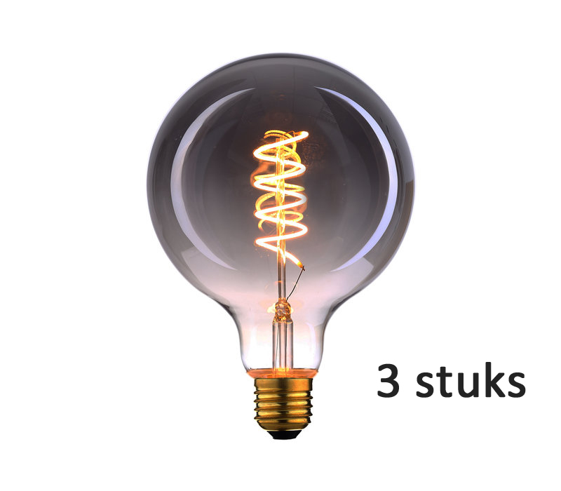 Hanglamp Wilson LED E27 globe 80mm - smoke - dimbaar - set van 3