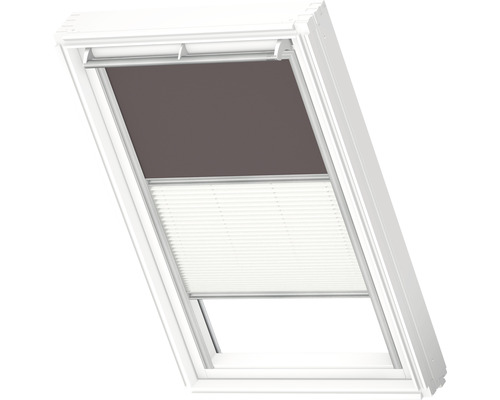 VELUX Advantage Set: Verduisterend rolgordijn, effen taupe, en plisségordijn, wit, handmatig, aluminium frame DFD C02 4577S