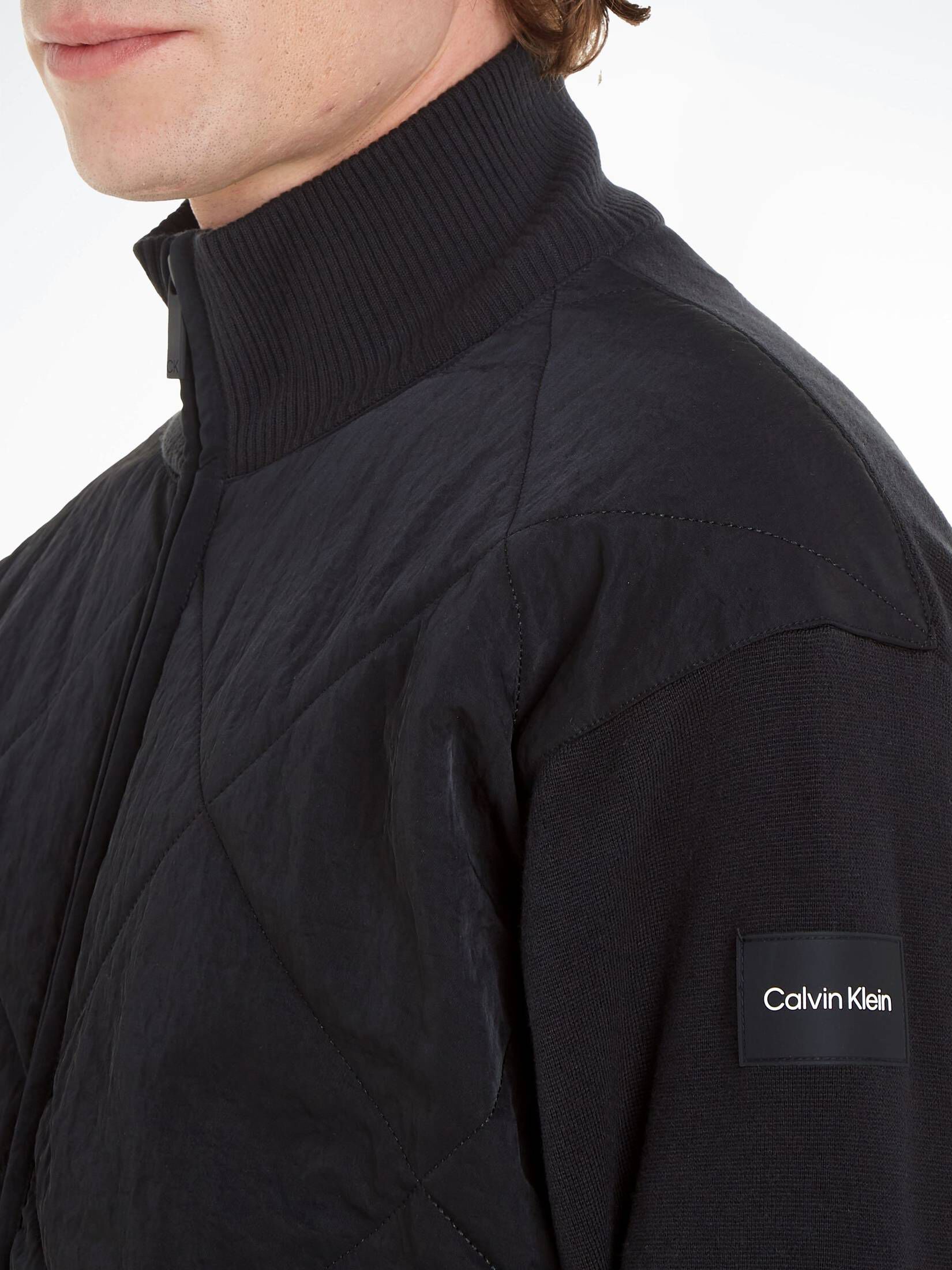 CALVIN KLEIN| Herren Strickjacke MIX MEDIA ZIP THROUGH JACKET