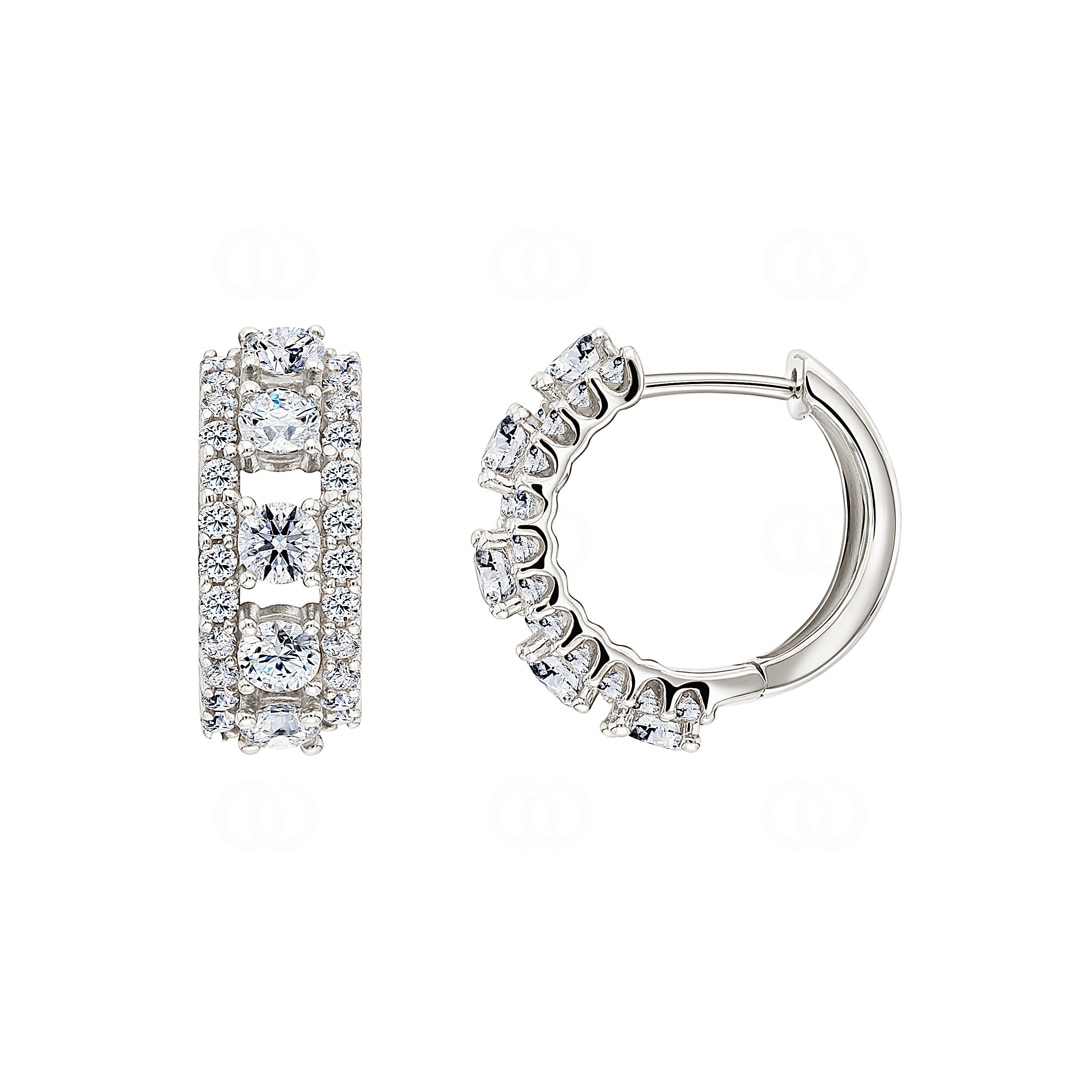 2.02 Karat Diamant-Kreolen 750/18 K Weissgold Ø 16mm