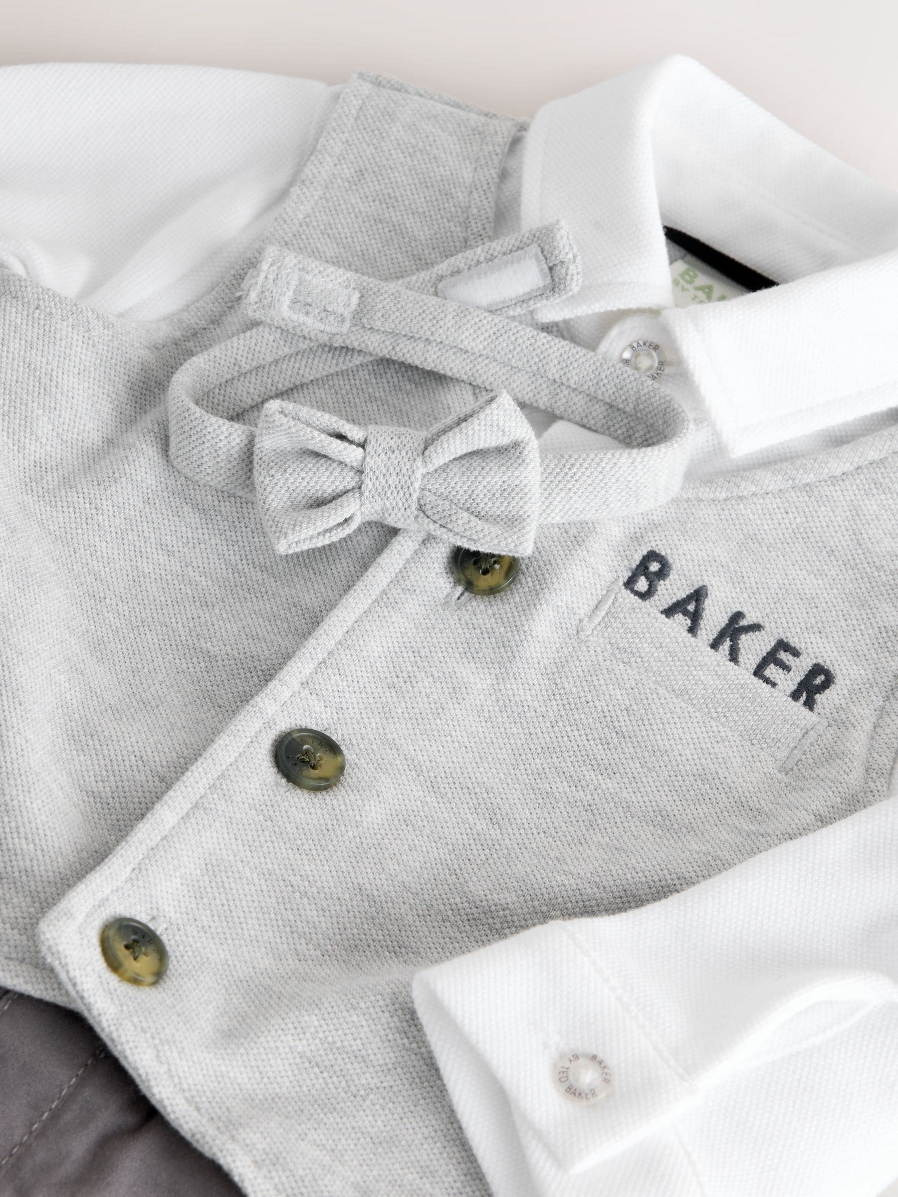 Baker by Ted Baker Grey Smart Bow Tie Rompersuit