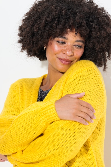 Strickjacke, Straight Fit, Ballonärmel