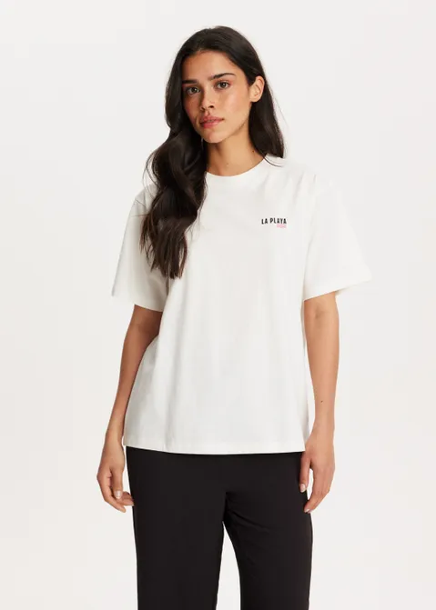 T-shirt met print playa off-white (WIT.O)