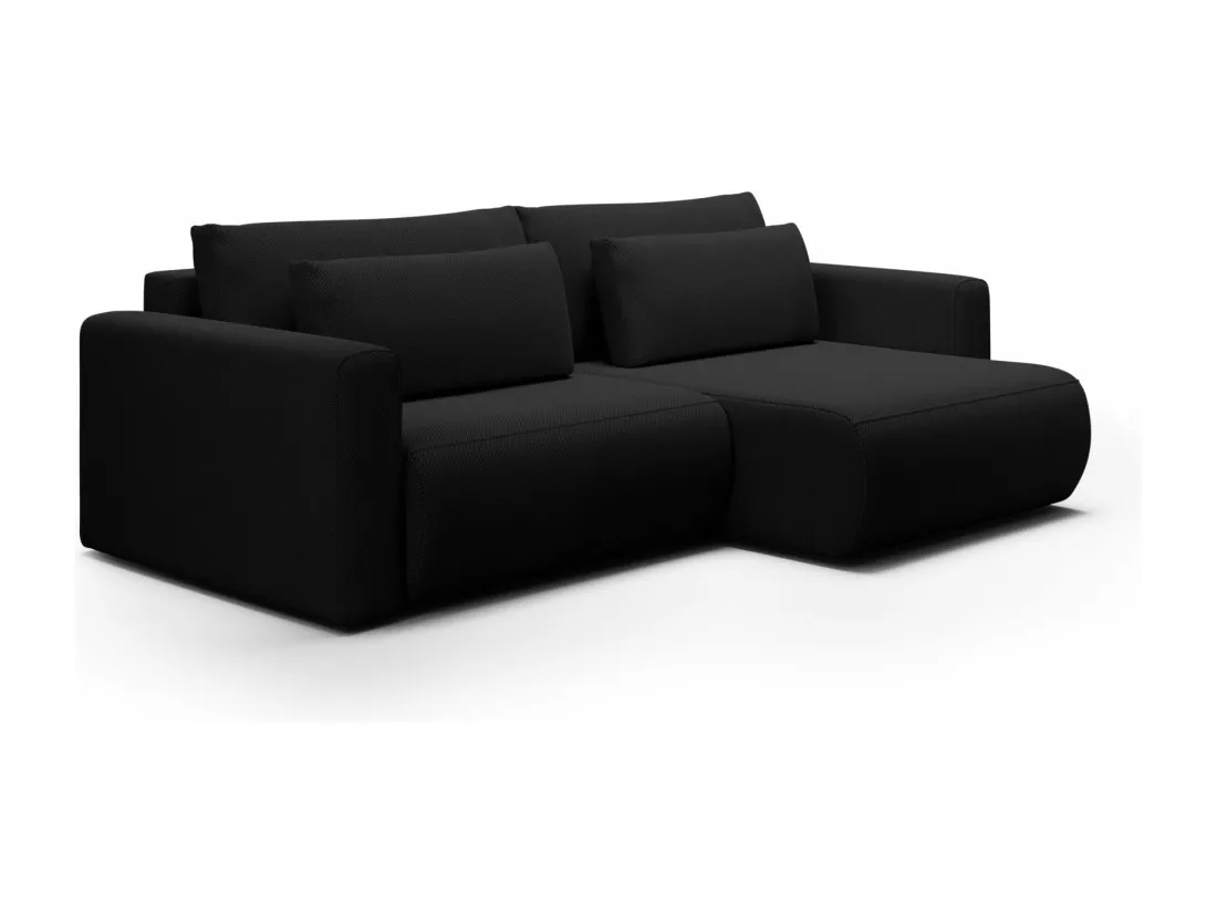 Canapé d'angle convertible 5 places WELLY Noir