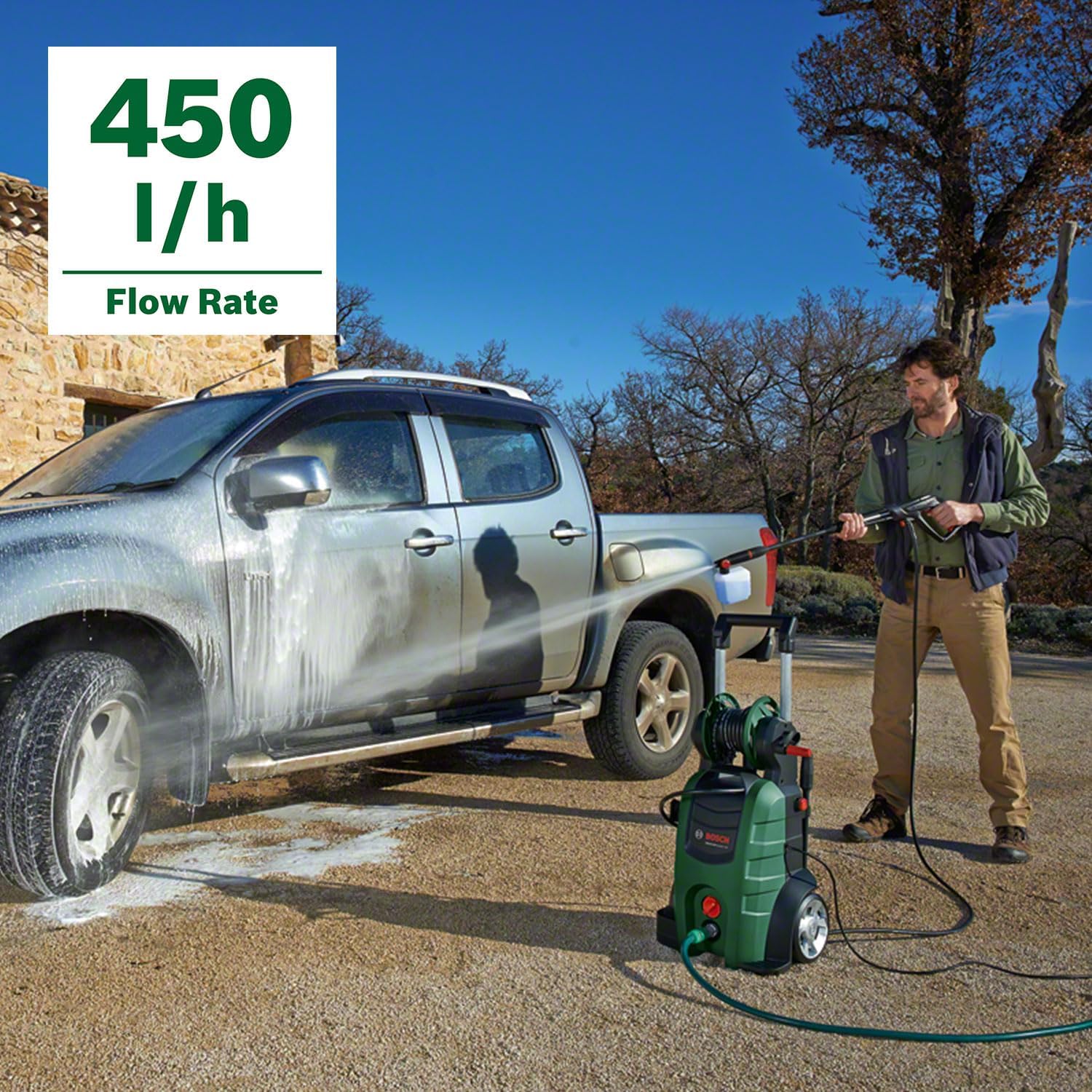 Bosch AdvancedAquatak 140 Hochdruckreiniger - 2100 Watt, 140 bar, 450 l/h, vielseitige Reinigungsmöglichkeiten, Aufbewahrungsfach, inkl. Zubehör