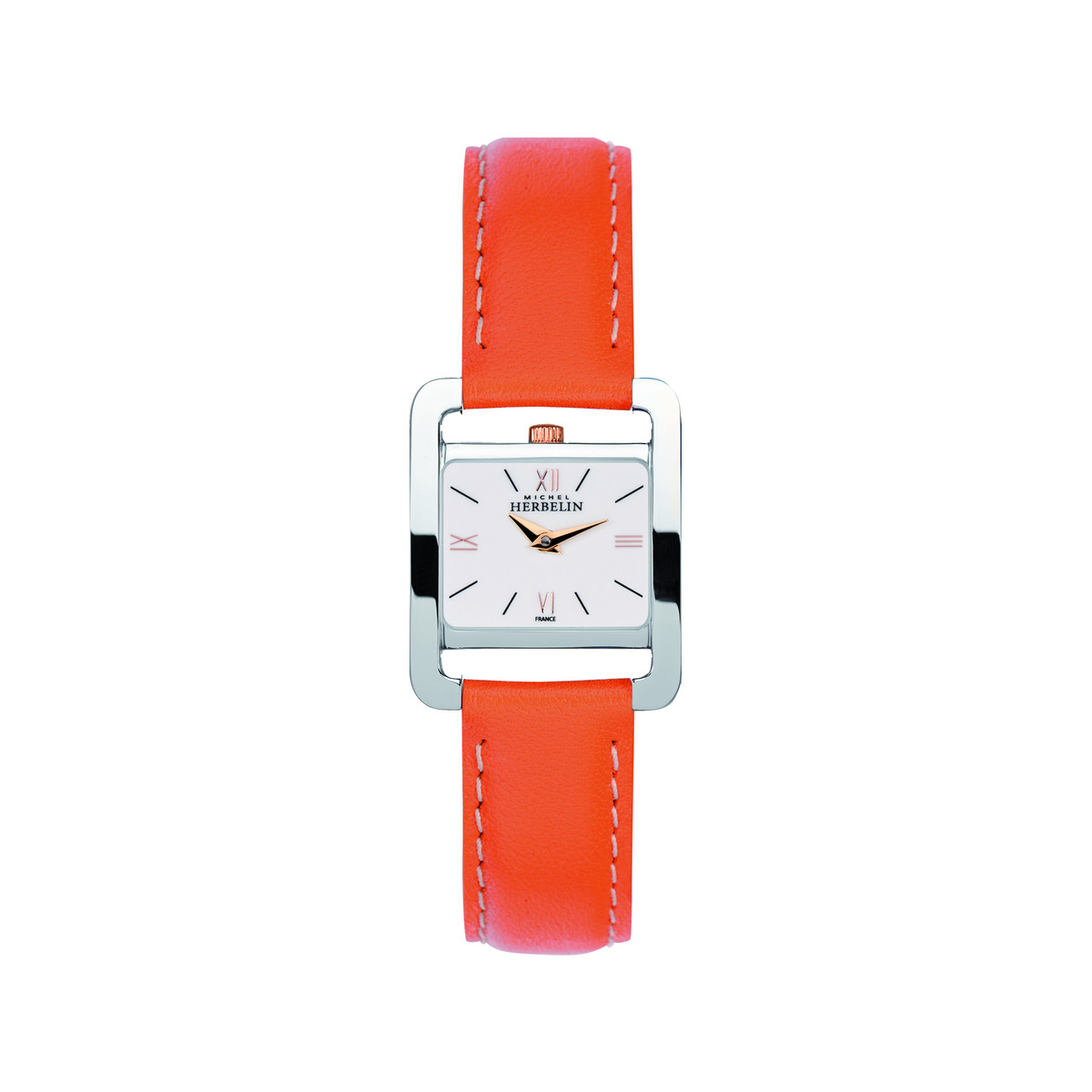 Montre Herbelin femme acier cuir orange