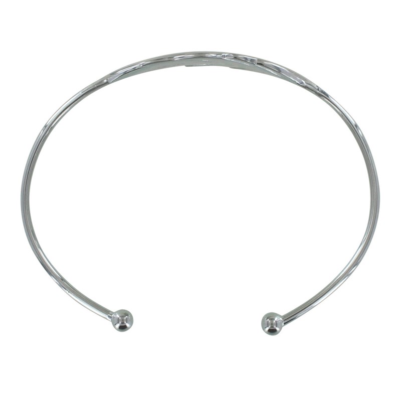 Bracelet Argent Rhodié Demi Jonc Plume