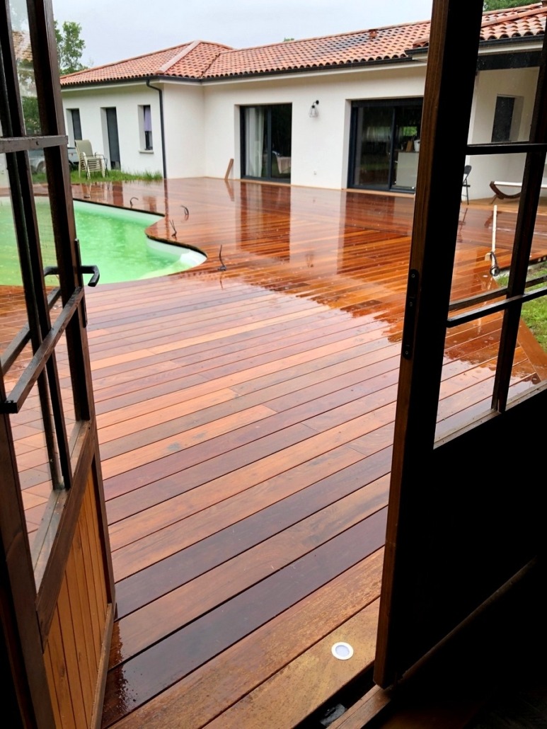 Pack complet 10m² lame de terrasse ipe lx950mm avec lambourde, vis, cale de ventilation, plot pvc et bande bitumineuse