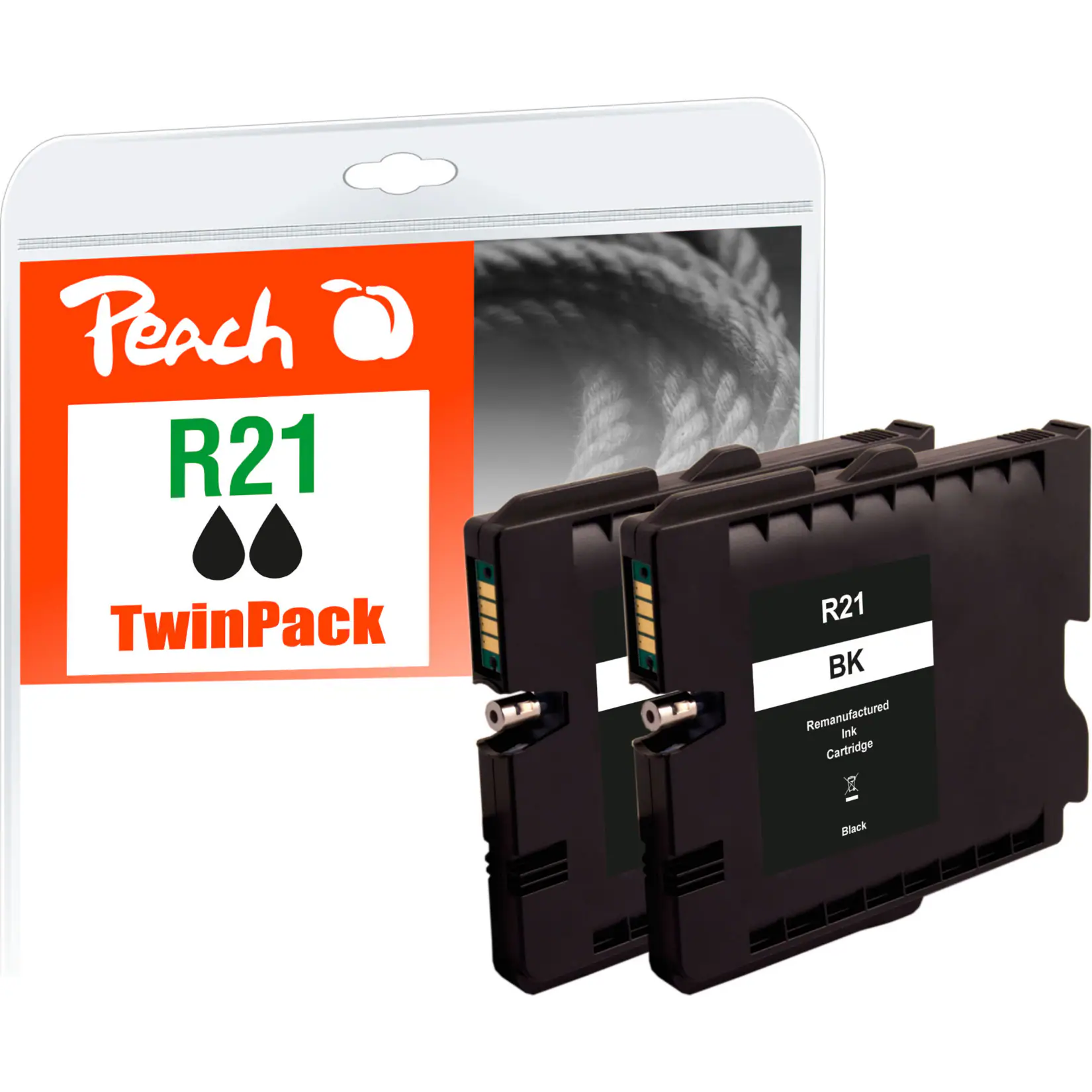 Peach R212 Druckerpatrone 2*bk ersetzt Ricoh GC21K, 405532 für z.B. Ricoh Aficio GX 2500, Ricoh Aficio GX 3000, Ricoh Aficio GX 3000 s (wiederaufbereitet)