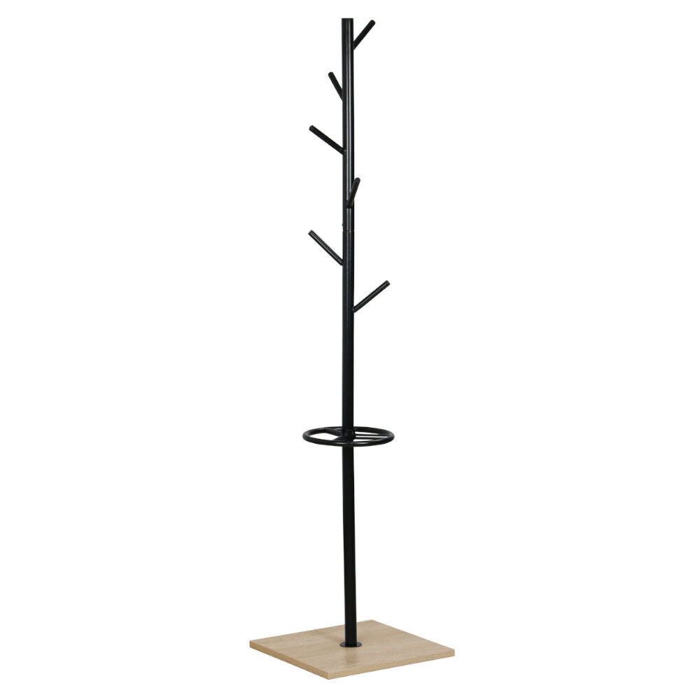 Porte manteaux en métal noir et socle en bois WILLIAM
