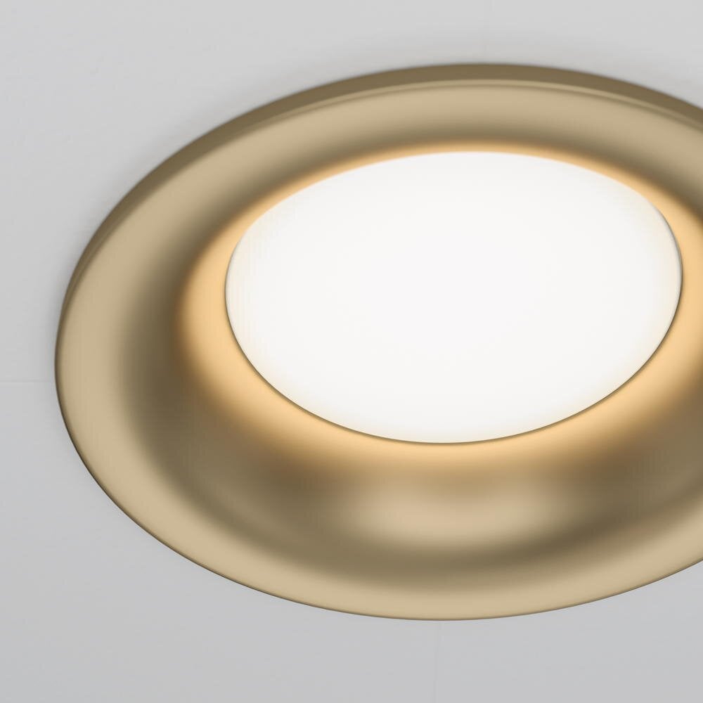 Slanke inbouw plafondspot in mat goud GU10