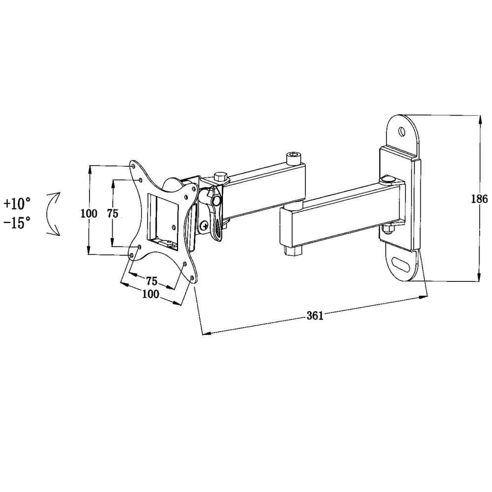 tectake® TV Wandhalterung, ausziehbar, für 10 - 26 Zoll (25 - 66 cm), bis 30 kg