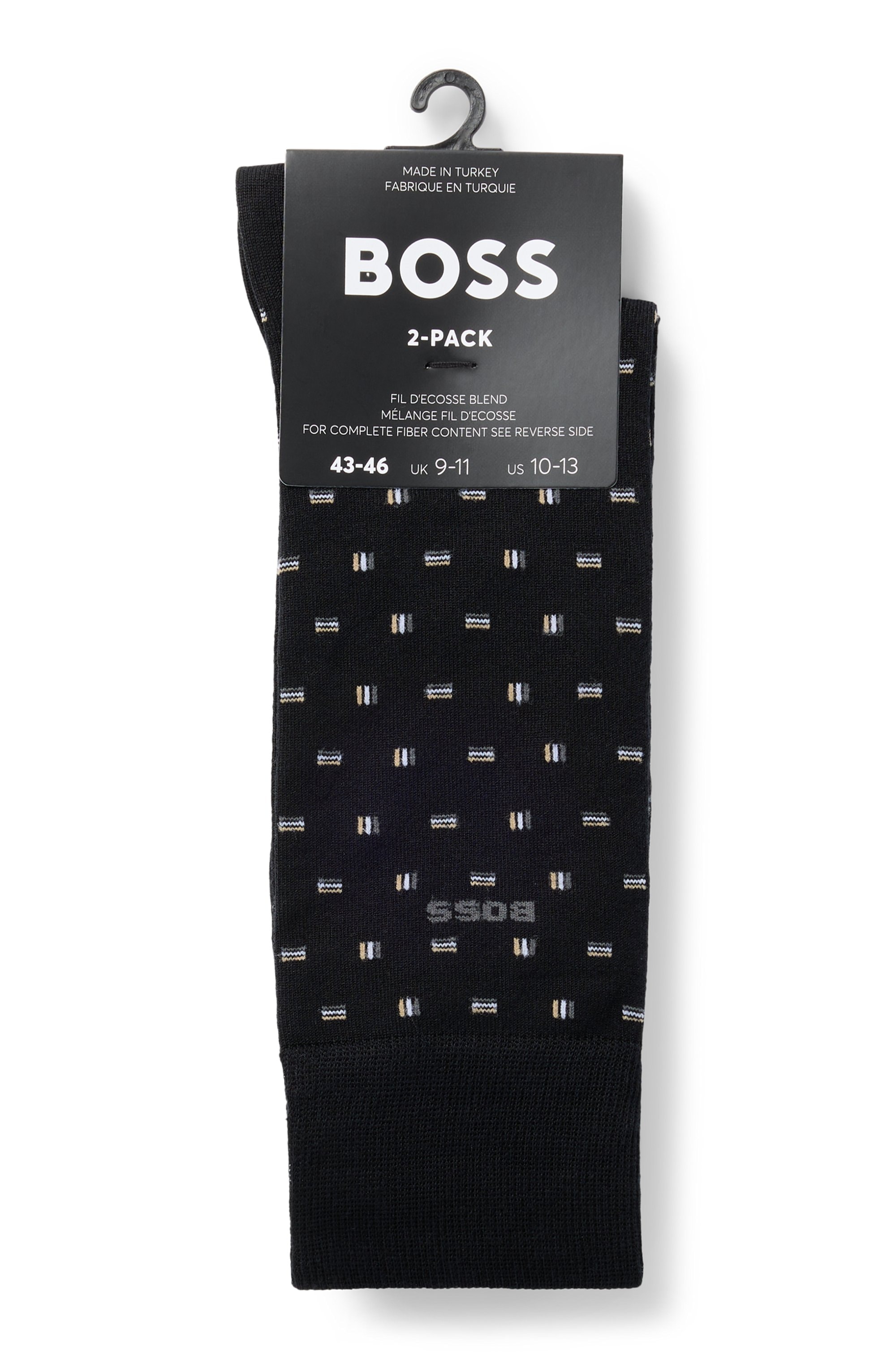 BOSS Businesssocken »2P RS Mini Iconic« 2 Paar tlg. Socken Pack aus 1x uni und 1x minimalistisches Muster