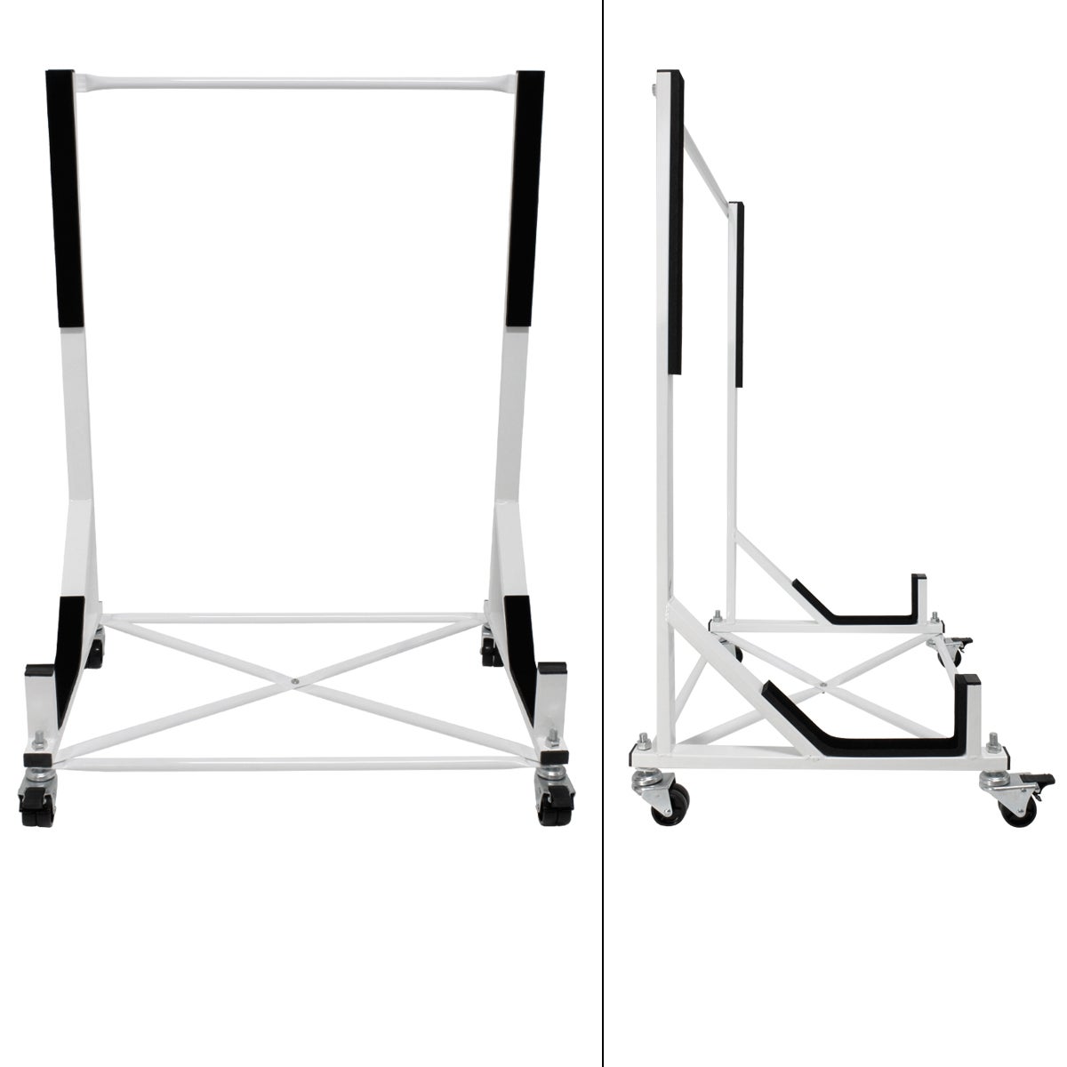 ECD Germany Hardtop Stand met 4 vergrendelbare wielen incl. hoes - Wit - Gemaakt van gepoedercoat staal - Hardtop Stand Hardtop Houder Opbergtrolleyhoes Beschermhoes