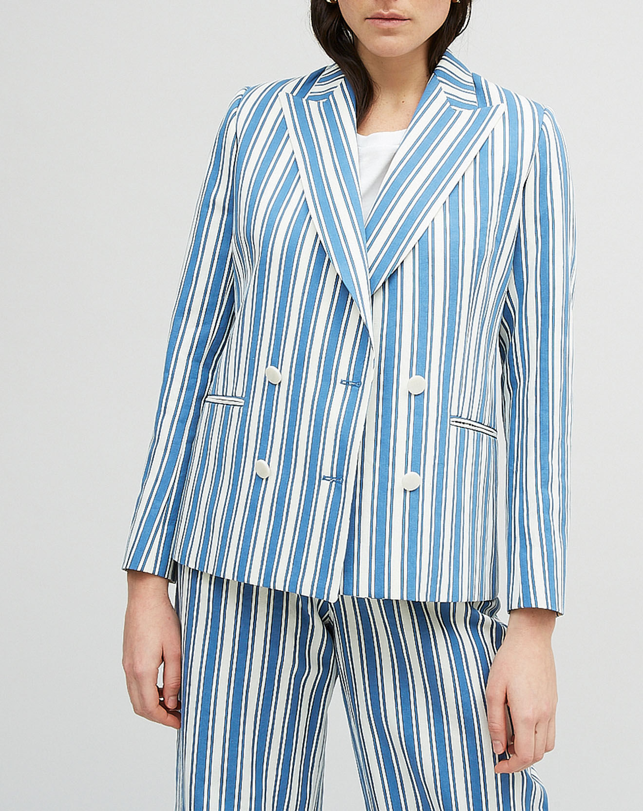 Chloé Stora Veste en Coton & Lin Vanille bleue