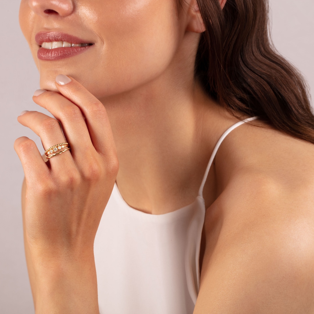 Damenring 750/18 K Gelbgold mit Diamanten 0.25 ct H/si