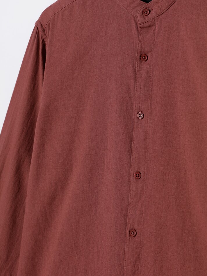 Camisa de algodão e linho - Bordô