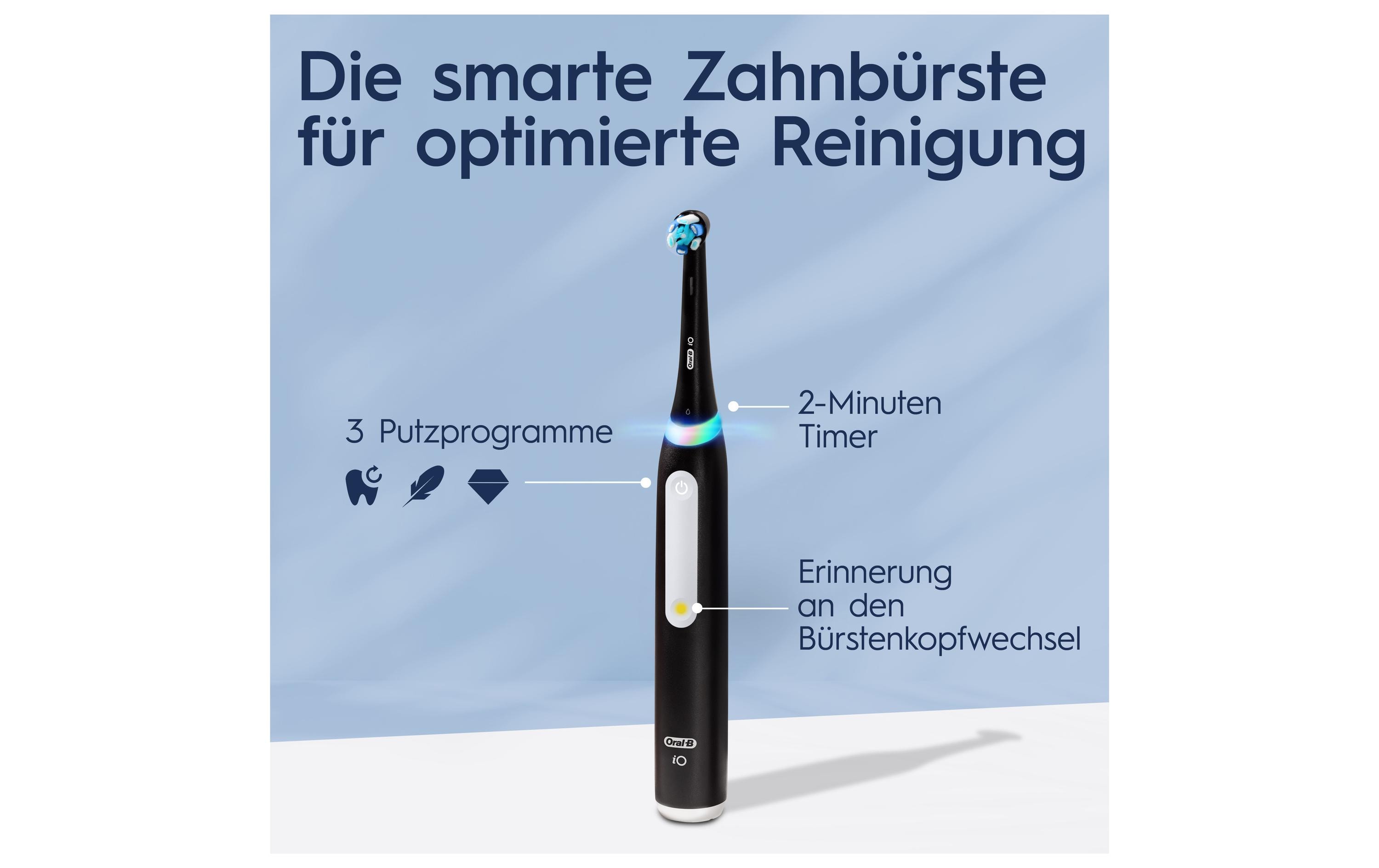 Rotationszahnbürste iO Series 3n Matt BlackElektrische Zahnbürste mit rundem Bürstenkopf