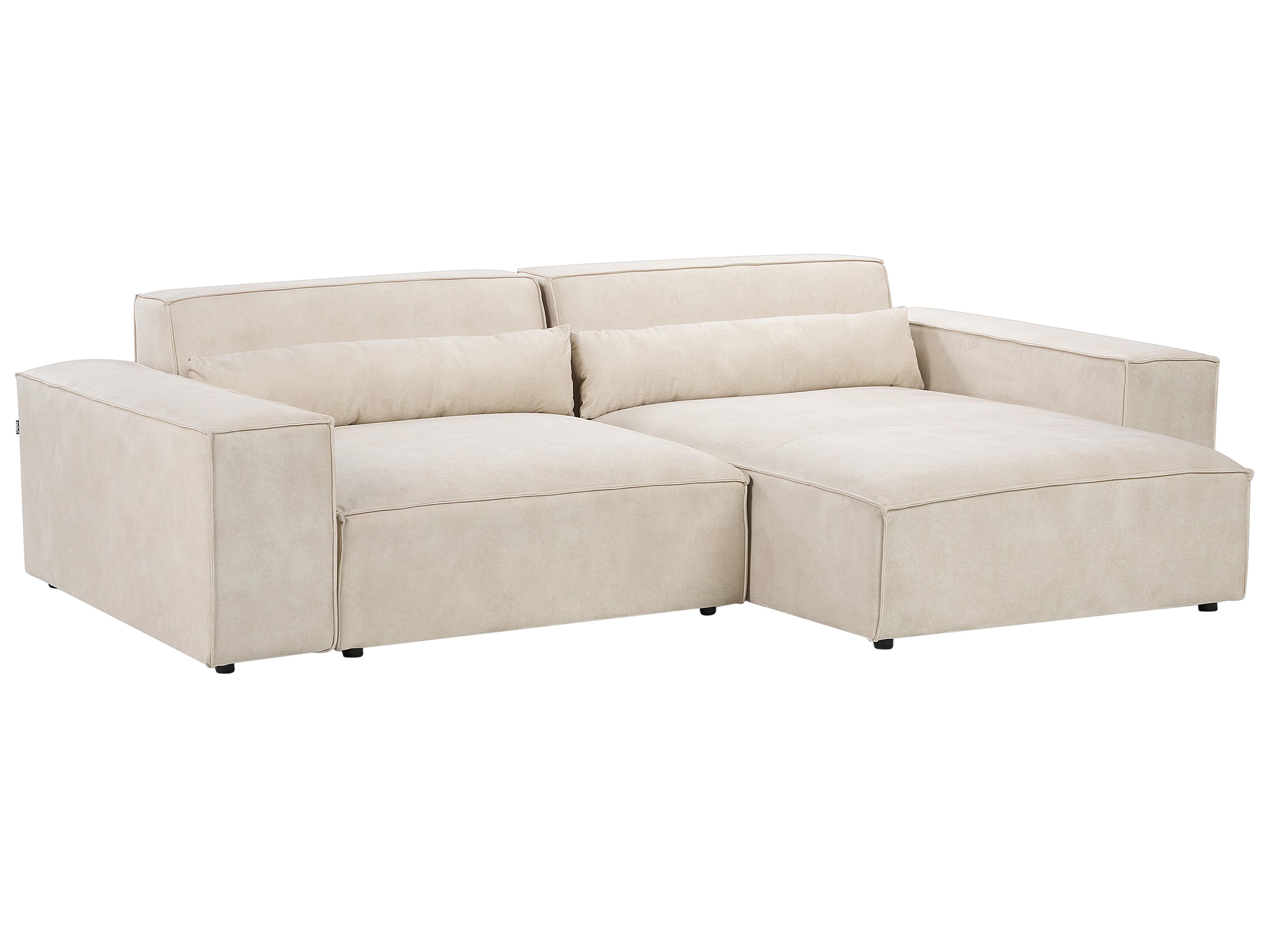 Modulaire hoekbank 2-zits HELLNAR Fluweel Lichtbeige linkszijdig