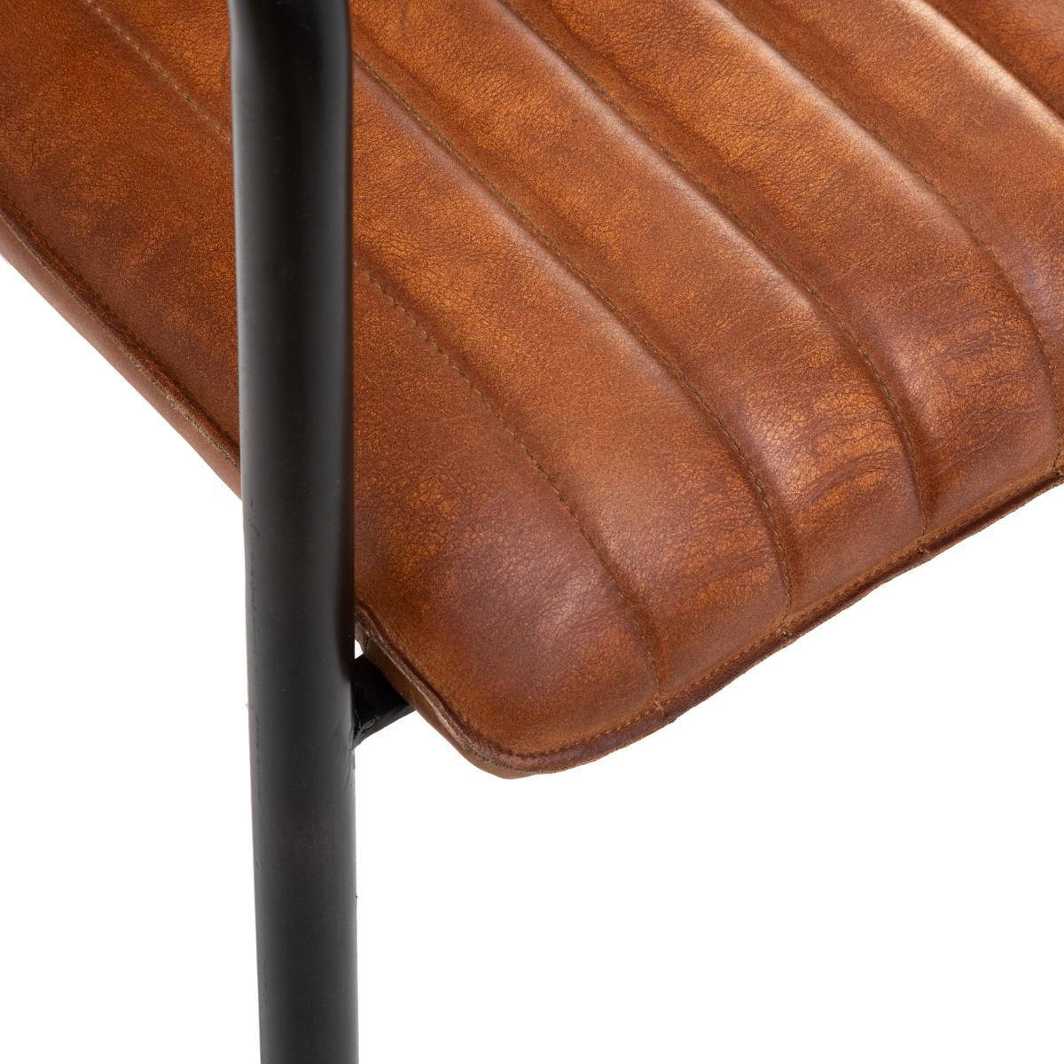 FAUTEUIL DINER CUIR KAVI COGNAC