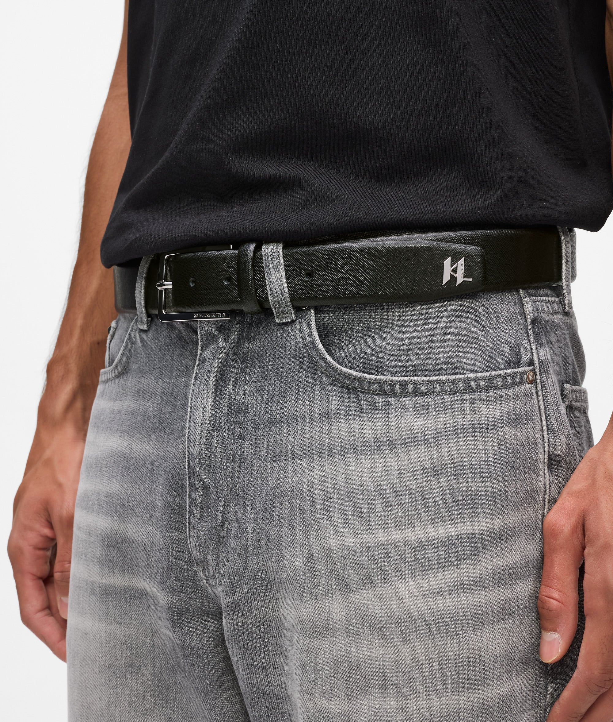 K/Monogram riem van leer